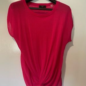 Tahari Berry Pink semi sheer top
